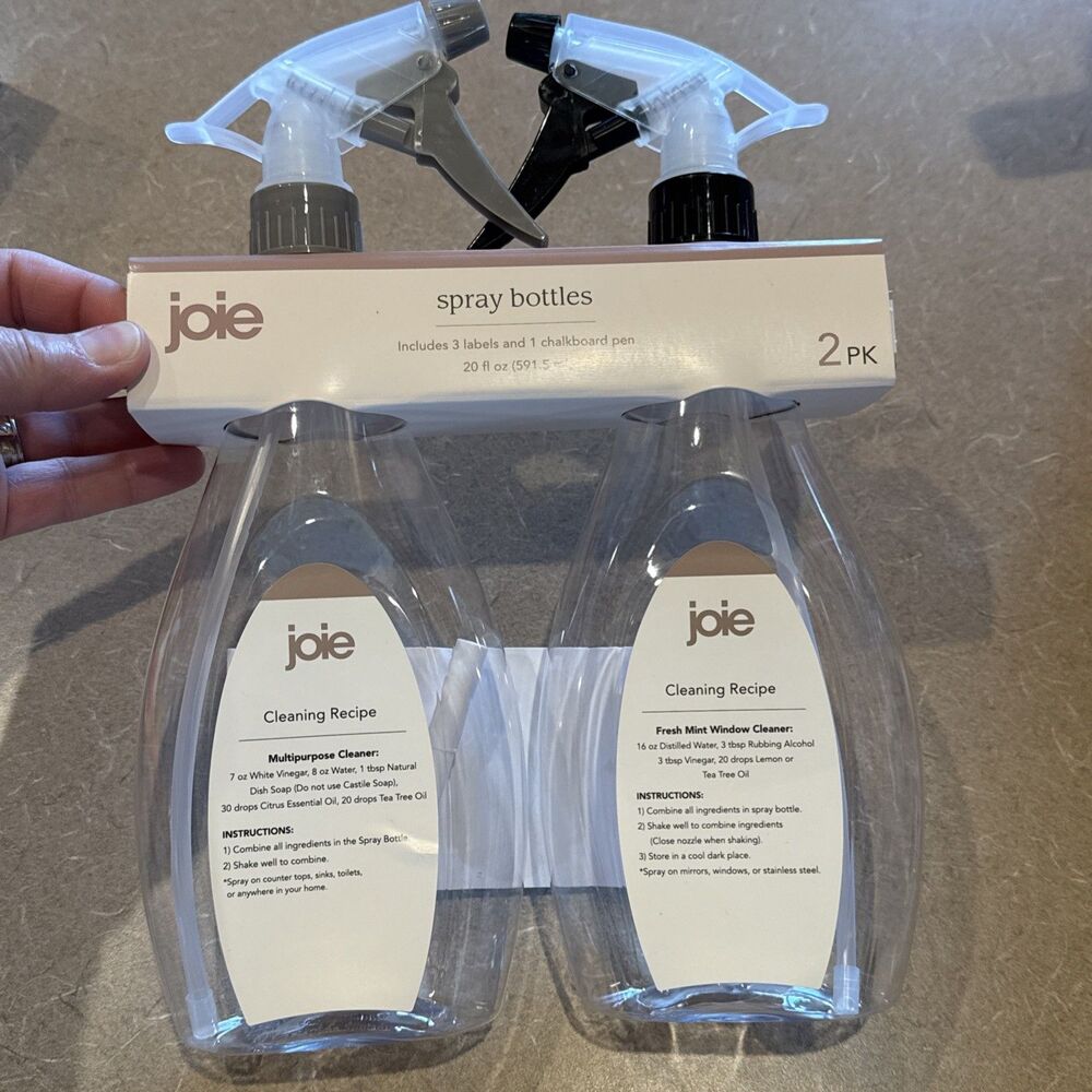 2 Pack Of 20oz Reusable PLASTIC TRANSPARENT SPRAY BOTTLE Bottles For Cleaning